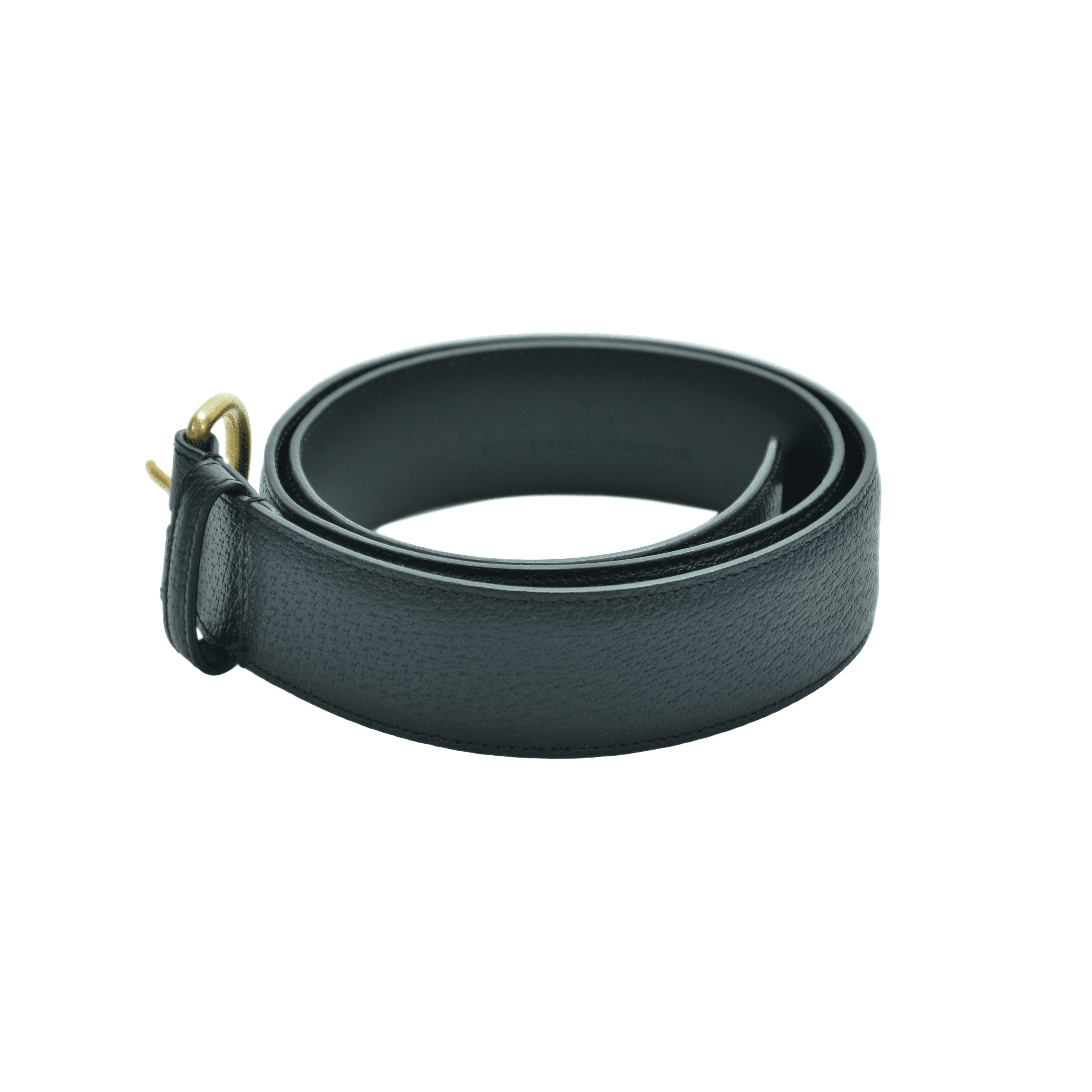 Burberry Black Leather Belt With Gold Buckle