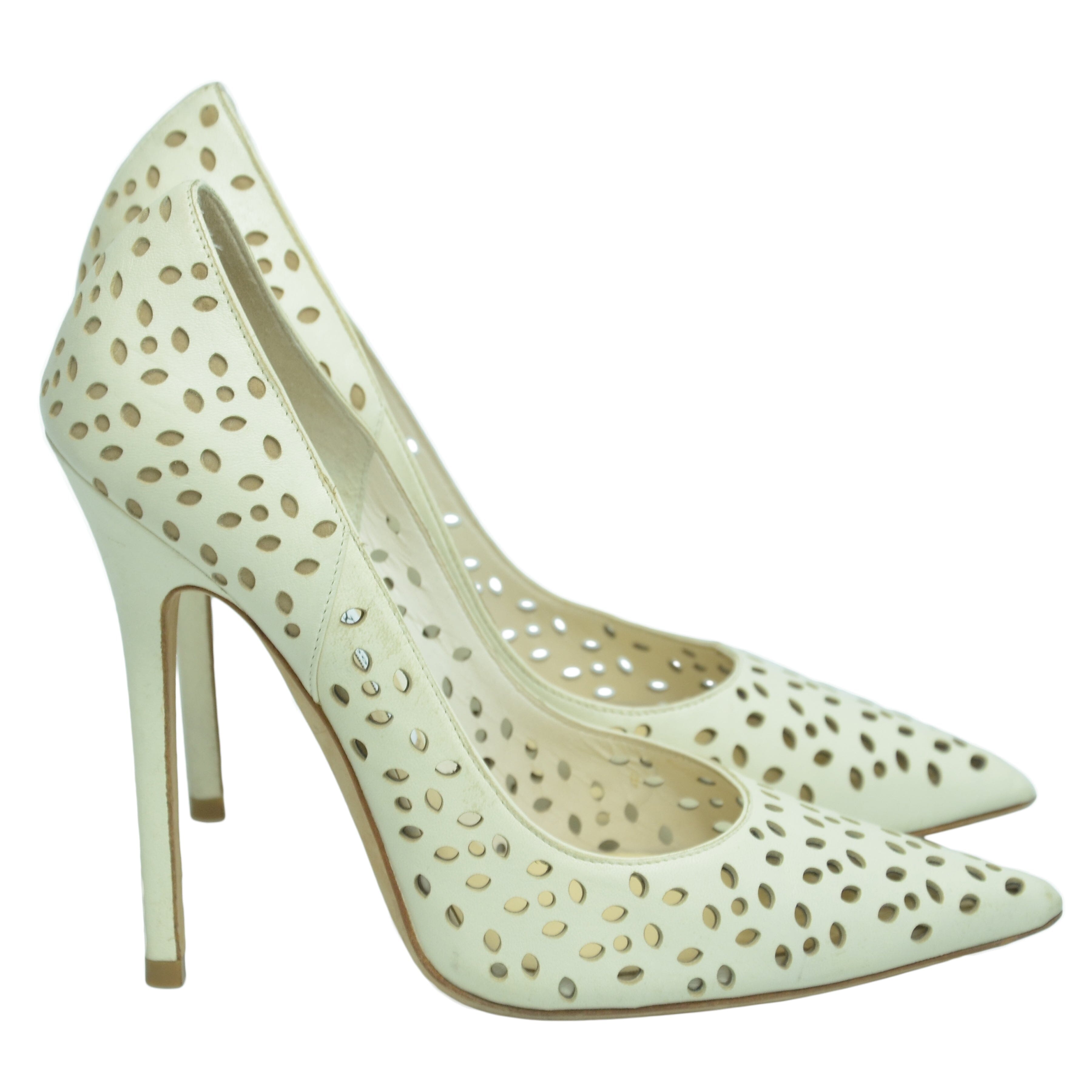 White Perforated Anouk Pointed Toe Pump