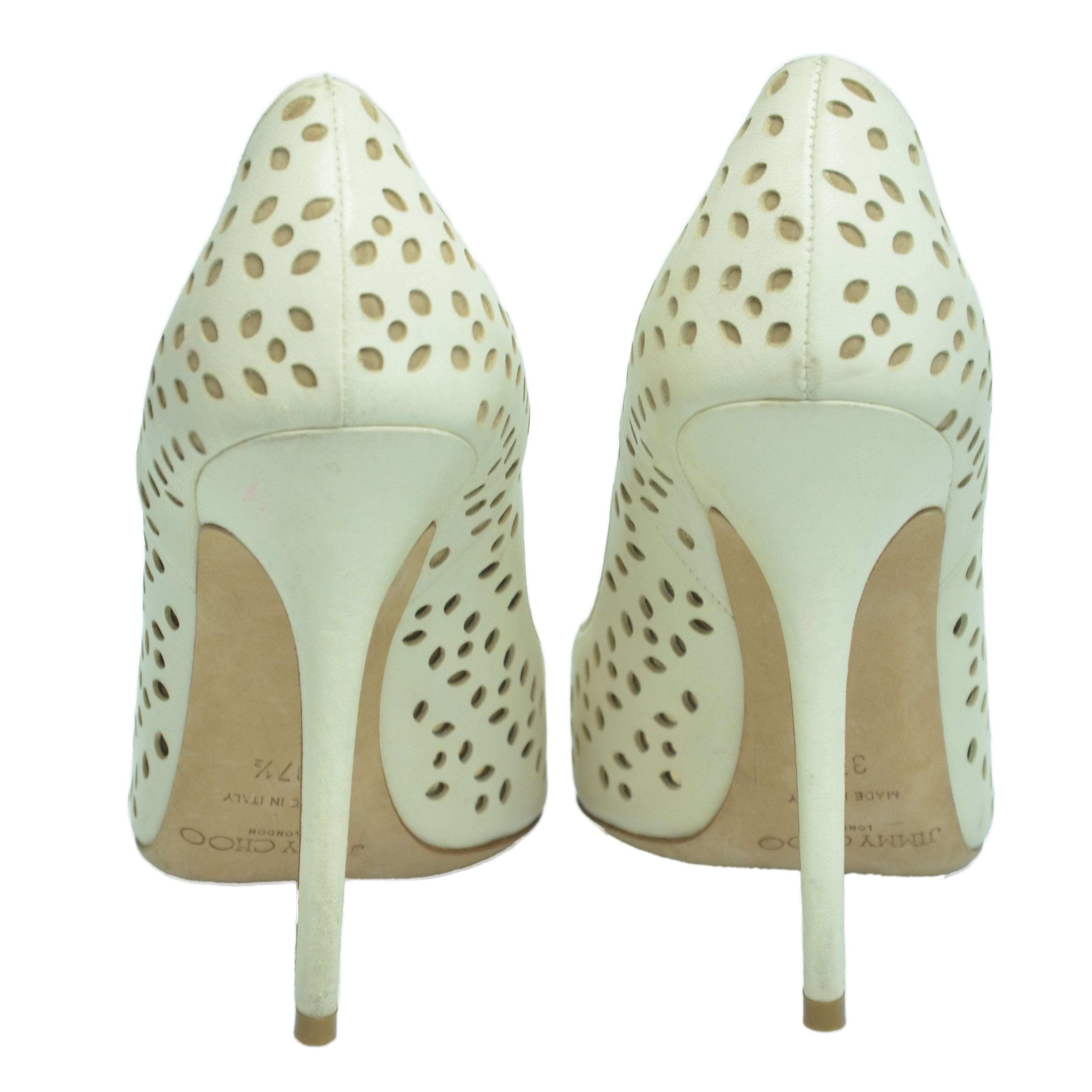 White Perforated Anouk Pointed Toe Pump