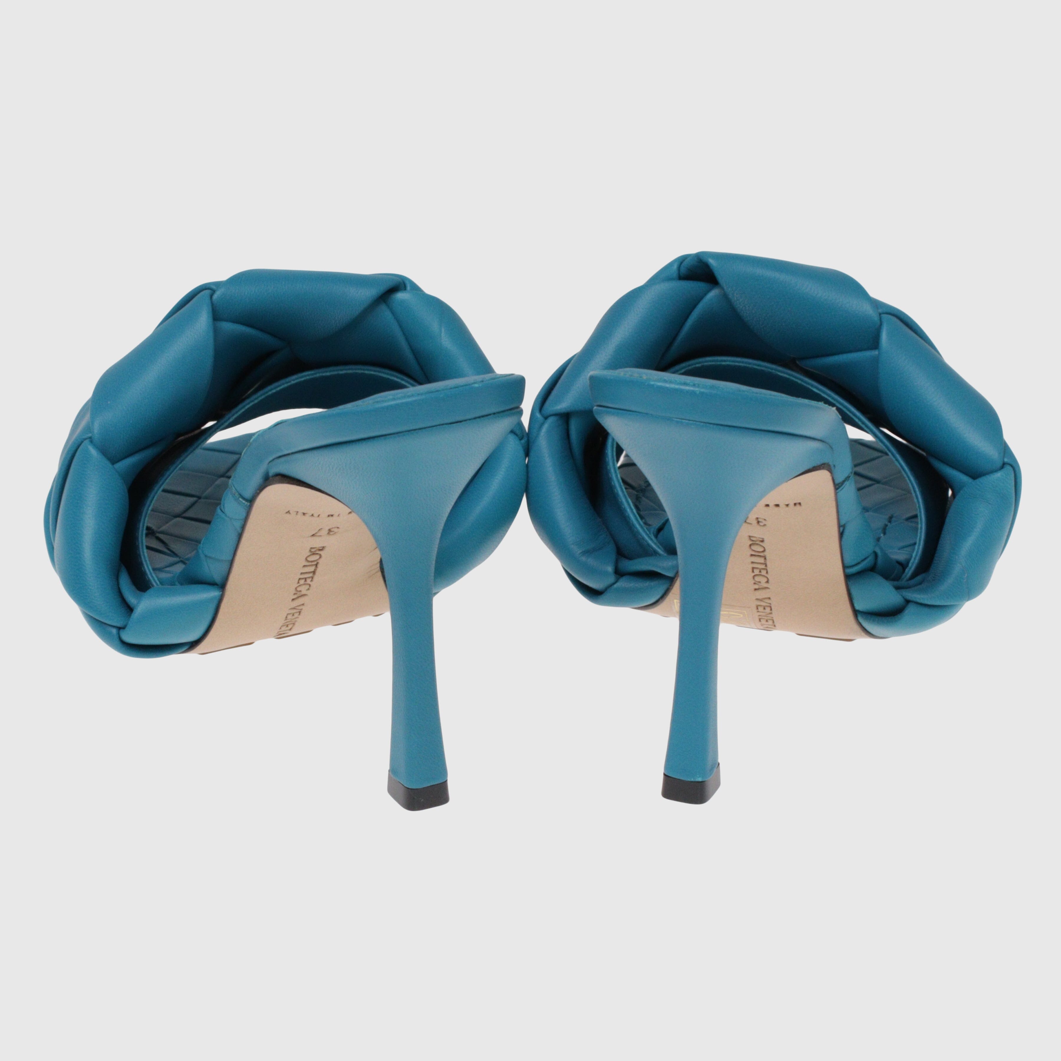Blue Intrecciato Lido Slide Sandals