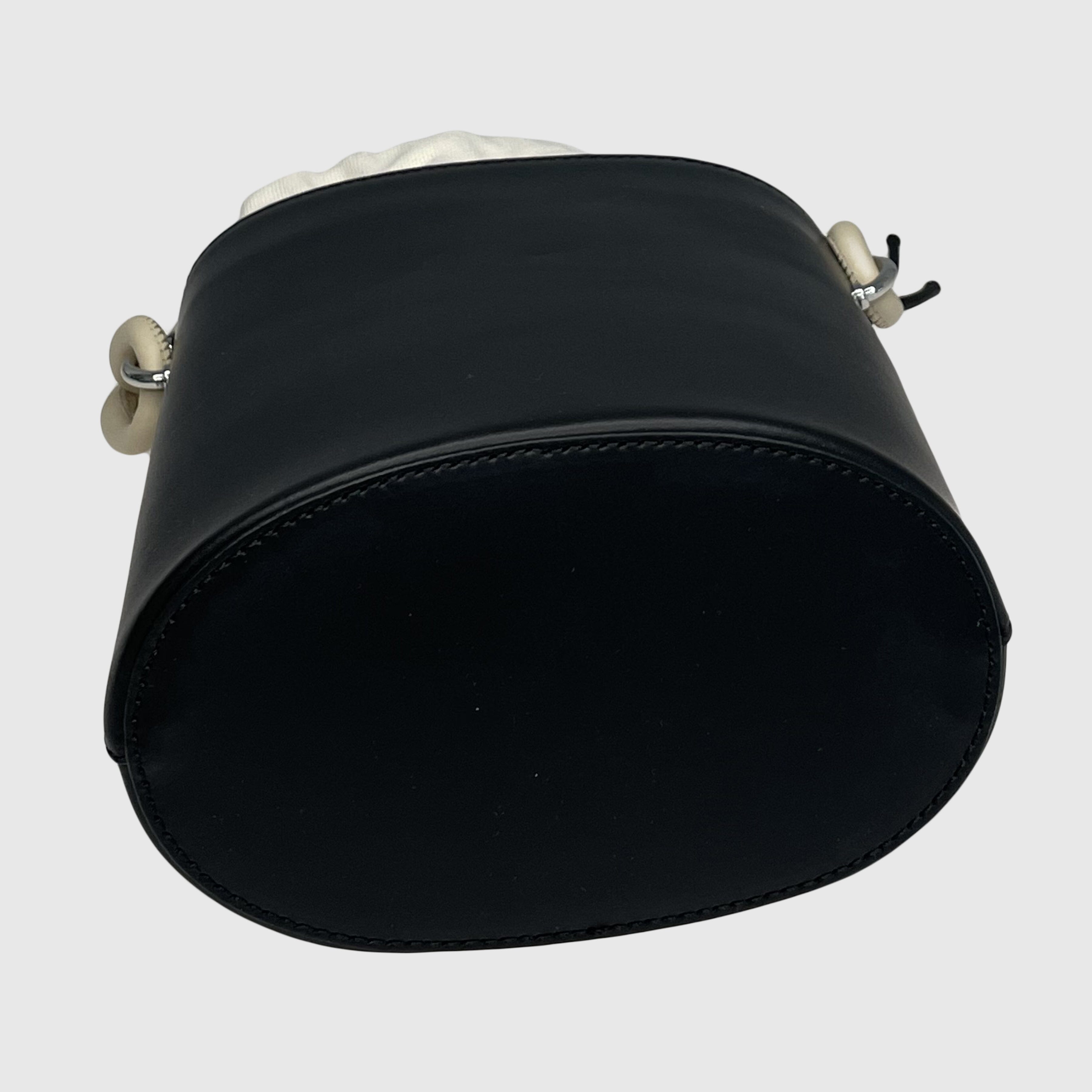 Black Braided Top Handle Bucket Bag