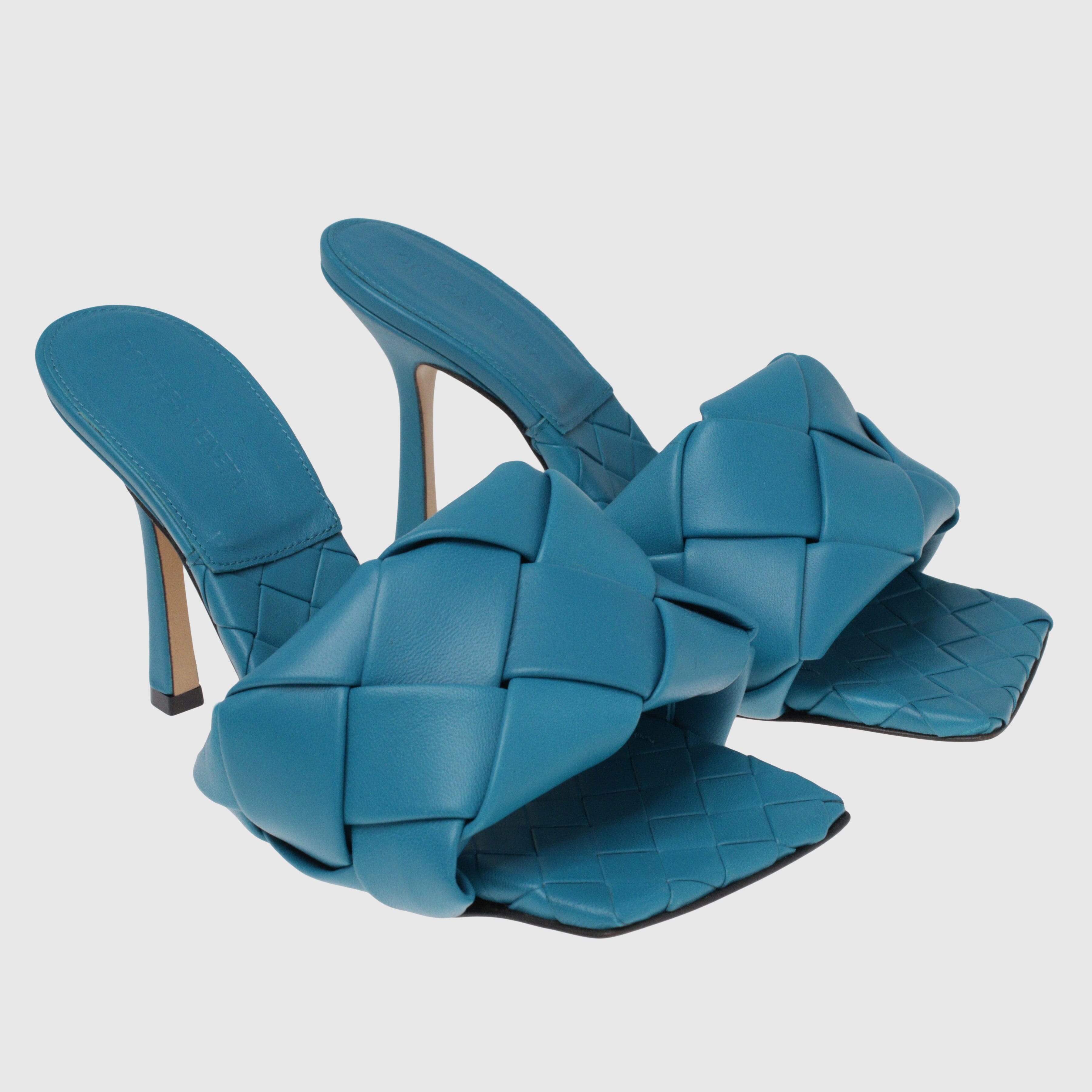 Blue Intrecciato Lido Slide Sandals