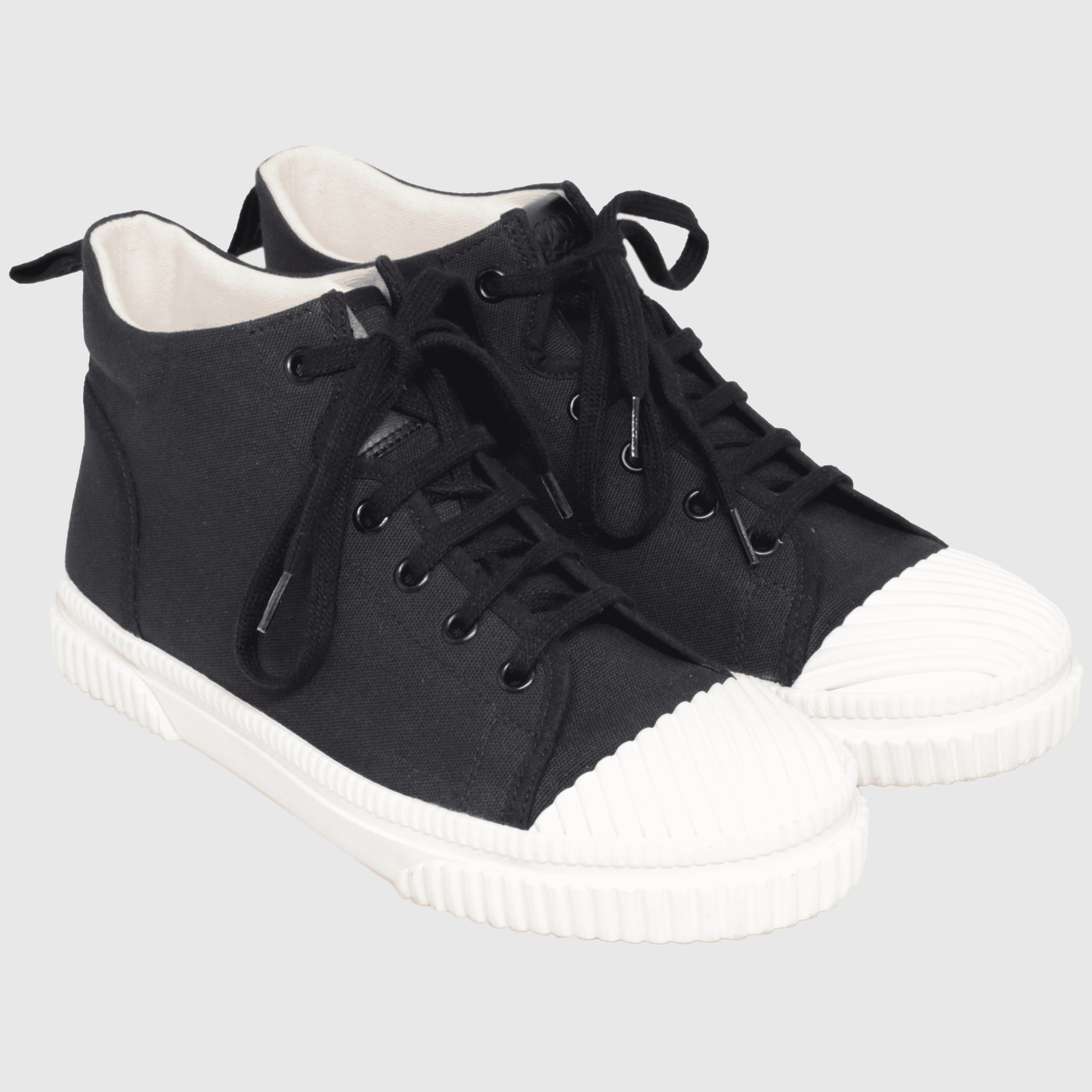 Black/White Mid Rise Lace up Sneakers