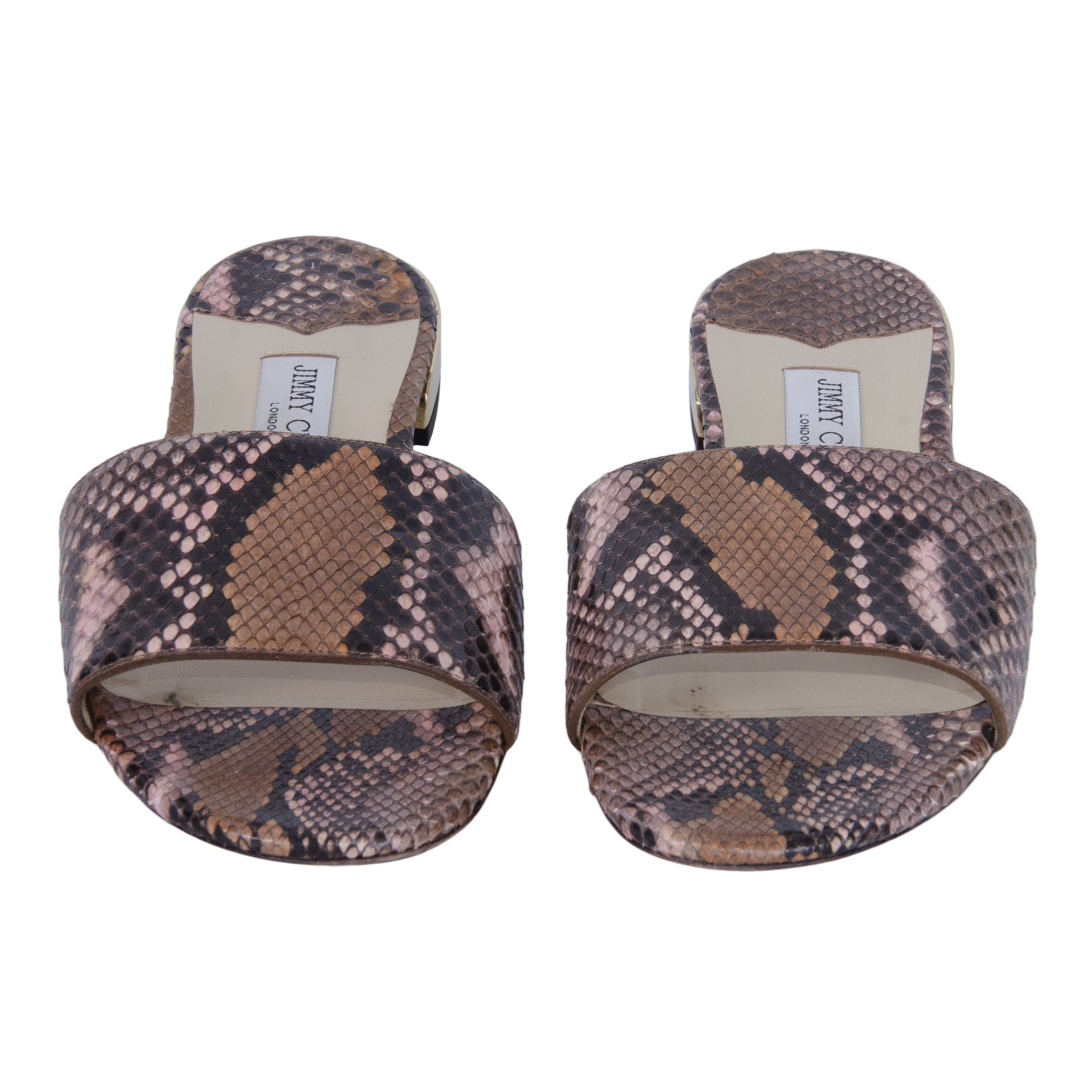 Pink/Black Metallic Python Flat Slides